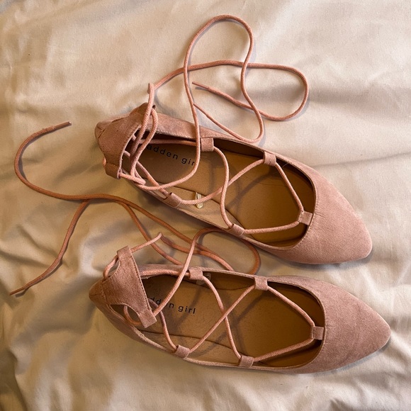 Shoes Madden Girl Pink Laceup Ballet Flats Poshmark